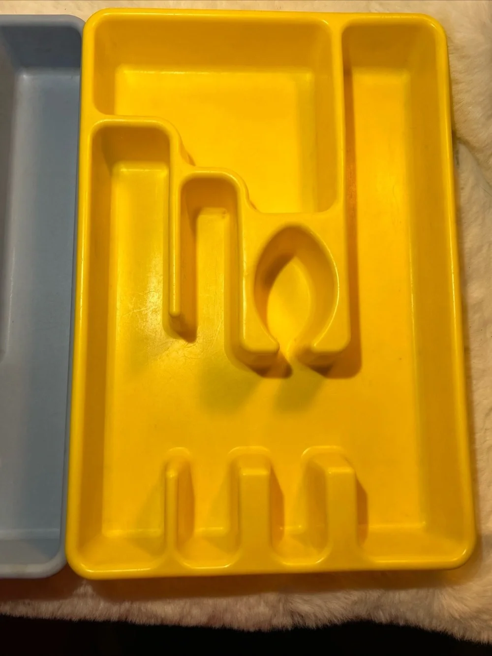 Lot Of 2 VTG MCM Rubbermaid 2921 Slate Blue- Sunny Yellow Silverware Tray Drawer
